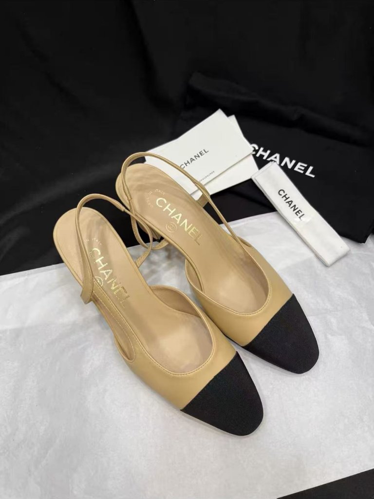 Chanel Twotone Slingback Heels
